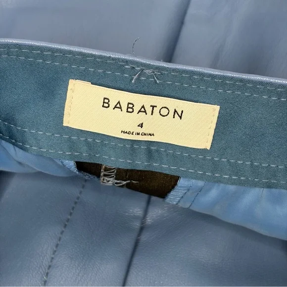 Babaton By Aritzia Vegan Leather Blue Shorts - Picture 4 of 8